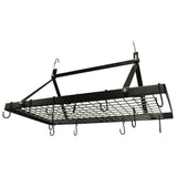 Black, Metal, Steel, Rectangular, Pot Rack,  Hanging, Hooks, Kitchen