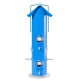 Outdoor, Patio, Garden, 6-Perch, Metal Tube, Bird Feeder, Blue