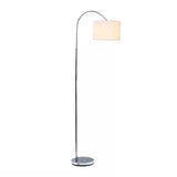 Modern, Mid-Century, Floor Lamp, Brushed Nickel, Finish, White Drum Shade