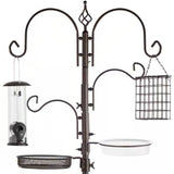 Complete, Bird Feeder Set, Bronze, Metal Stand, Suet, Water Bowl, Tube, Tray