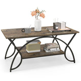 Rustic, FarmHouse, 2 Tier, Brown, Coffee, Table, Curved Legs