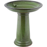 Green, Ceramic, Outdoor Garden, Birdbath, 16-inch Diameter