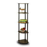 5-Tier Corner Display Shelf Bookcase in Espresso &amp; Black