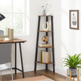 Narrow, 3-Shelf, Corner, Shelving Unit, Plant Stand, Bookcase, Brown, Black Wood