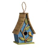 Farmhouse, Solid Wood, Hanging Birdhouse, Blue, Green, Yellow, Brown