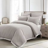 Full/Queen, French, Country, Grey, 5-Piece, Lightweight, Comforter Set, w/ Lace Trim