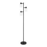 Modern, 3-Light, Floor Lamp, Black, Metal Finish, White, Plastic Shades