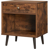 FarmHouse Retro Brown 1 Storage Drawer Nightstand