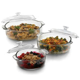 6-Piece Round Glass Casserole Cookware Bakeware Set with Lids