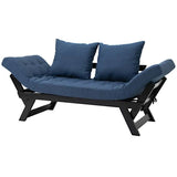 Navy/Black, 3 In 1, Convertible, Sofa, Chaise, Lounger, Bed, 2 Large Pillows