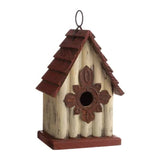 Outdoor, A-Frame, Solid Wood, Bird House, Terracotta Color, Slatted Roof