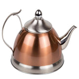 1 Quart, Stainless Steel, Teapot Kettle, Copper Finish, Tea Infuser