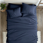 Full Navy Blue 6-Piece Soft Wrinkle Resistant Microfiber/Polyester Sheet Set