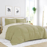 King/Cal King 3-Piece Microfiber Reversible Comforter Set in Sage Green/Cream