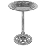 Outdoor, Weather Resistant, Polyresin, Bird Bath, Rustic Aged, Silver Finish