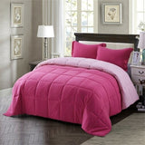 King/Cal King Traditional Microfiber Reversible 3 Piece Comforter Set in Pink