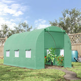 14.5 ft x 6.3 ft, Outdoor Greenhouse, Green, PE Cover, Sturdy Steel Frame