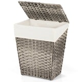 Foldable Handwoven PE Wicker Rattan Laundry Basket Clothes Hamper with Liner