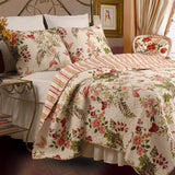 Twin size 100% Cotton Quilt Set with Sham in Pink Floral Butterfly