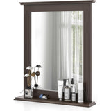 27-in x 22.5-in, Bathroom, Wall Mirror, Shelf, Dark Brown, Wood Finish