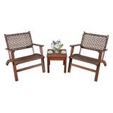 3 Piece, Wooden, Rattan, Bistro Set