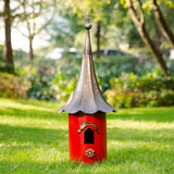 Red, Metal, Birdhouse, Copper, Bronze Finish, Gramophone Roof