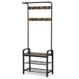 Entryway Modern Industrial Style Hall Tree Coat Rack Shoe Storage Bench